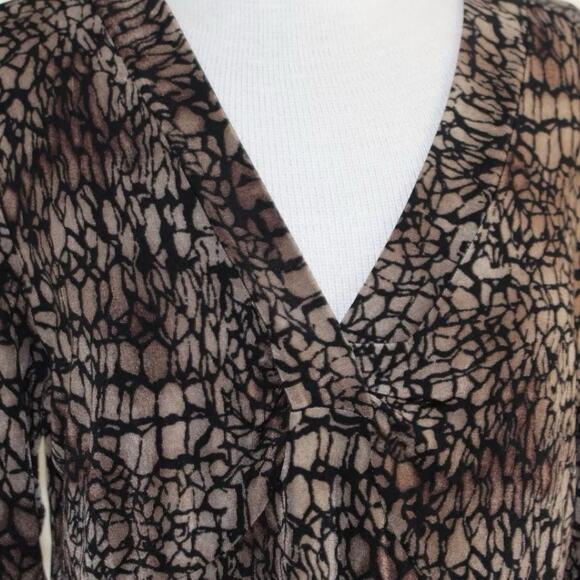 Chico's Traveler Leopard Print Shirt Sz 3 XL Art-to-Wear Animal 3/4 Sleeve Wrap - Picture 3 of 13